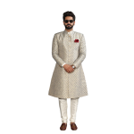 Handmade Banarasi Brocade Sherwani Achkan | Silver Blue Father Son Combo | Jaipurio